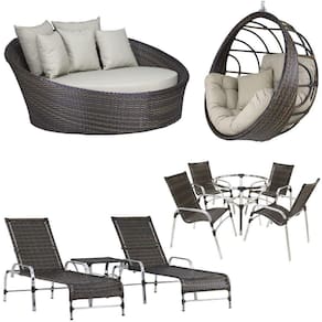 4 Cadeiras E Mesa, 2 Espreguiçadeiras, 1 Balanço E Chaise Pedra Ferro