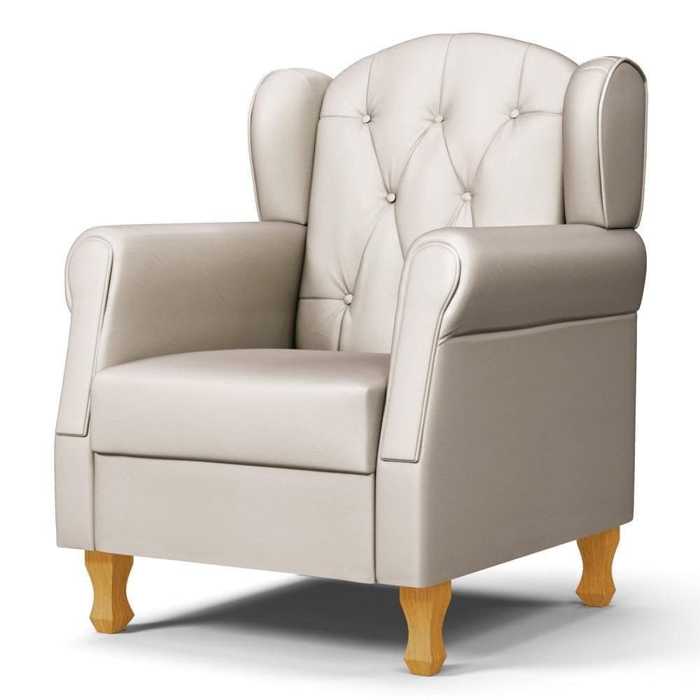 Poltrona De Amamentação Com Pés De Madeira Letícia Sintético Bege - Phoenix