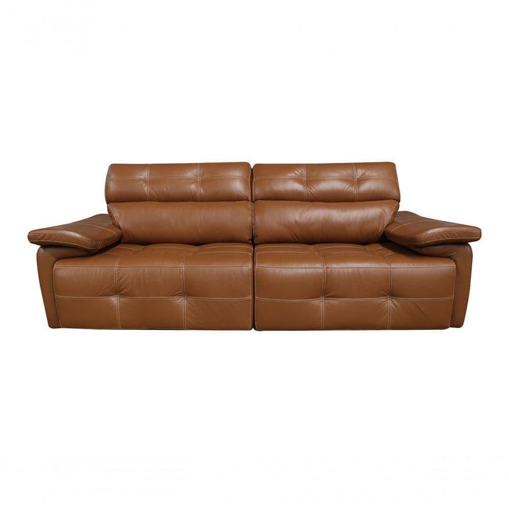 Sofá Retrátil E Reclinável De Couro Queen 2,40 M Brown - Mempra Design
