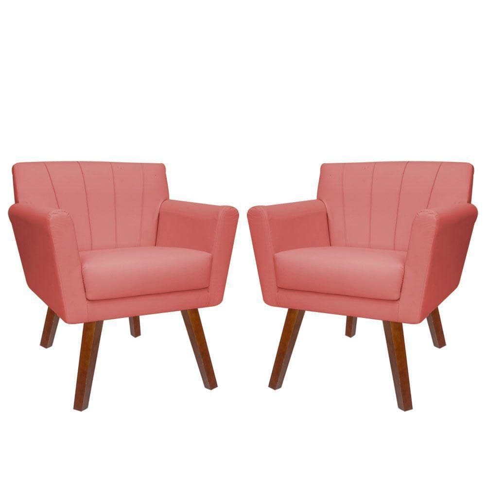 Kit 02 Poltronas Decorativa Clinicas Iza Dritex suede Rose