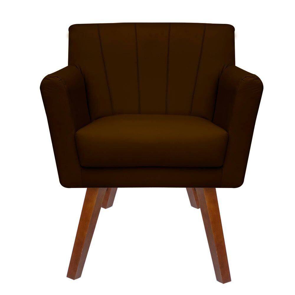Poltrona Decorativa Clinicas Iza Pés Quadrados Dritex suede Marrom