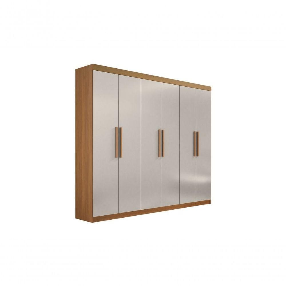 Guarda Roupa Casal 6 Portas Sem Pés Leblon D` Doro Cinamomo/off White