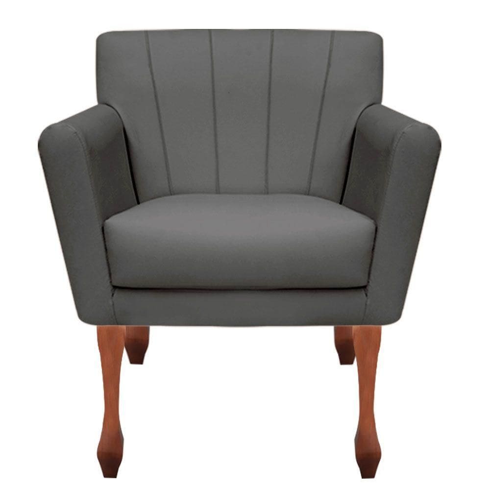 Poltrona Decorativa Clinicas Iza Retro Dritex suede Cinza