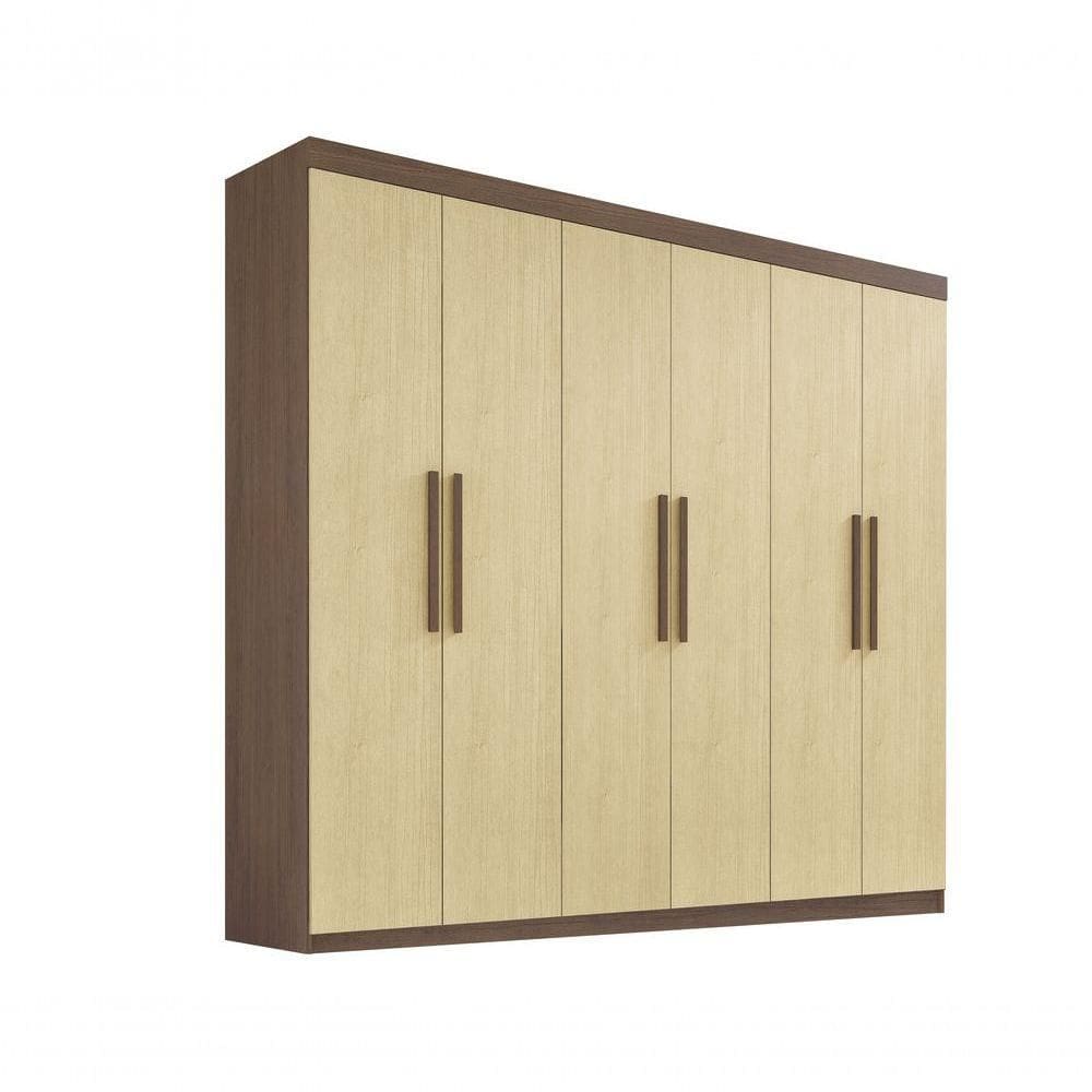Guarda Roupa Casal 6 Portas Leblon Com Pés D` Doro Castanho/linho