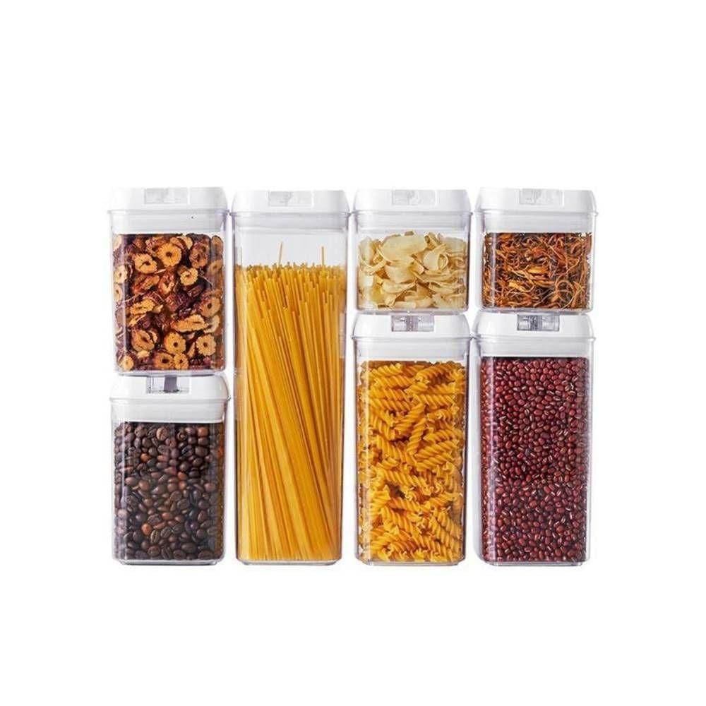 Kit Com 7 Potes Herméticos Multiuso Alimentos E Mantimentos