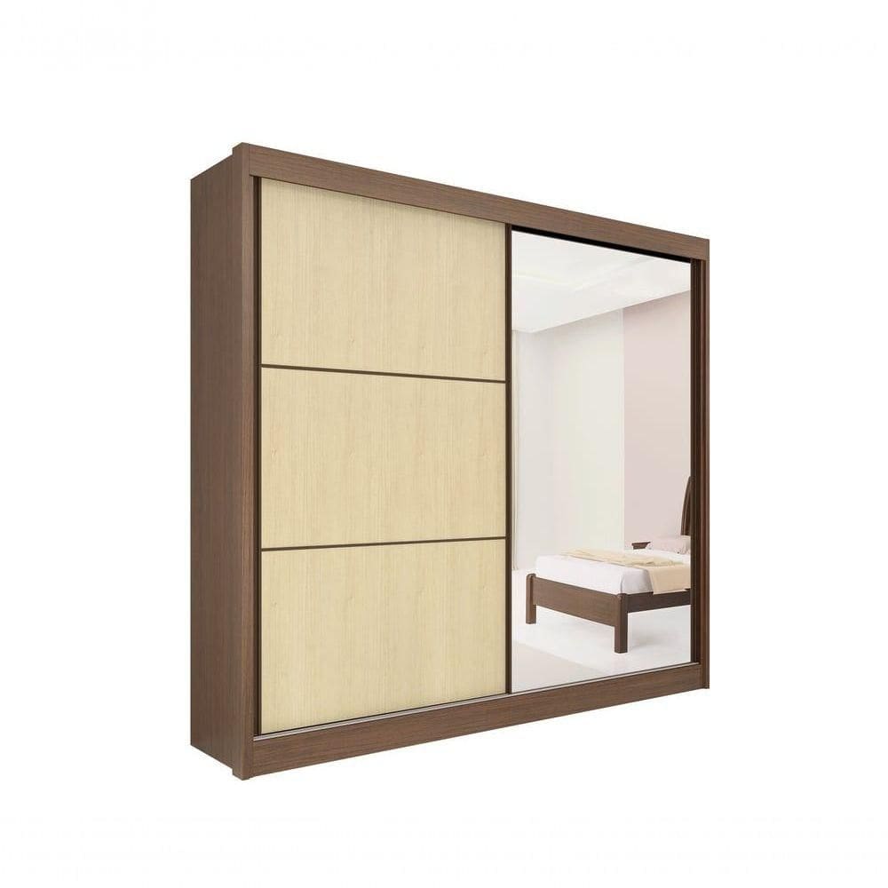 Guarda Roupa Titanium 2 Portas 6 Gavetas Com Espelho Com Pés D` Doro Castanho/linho