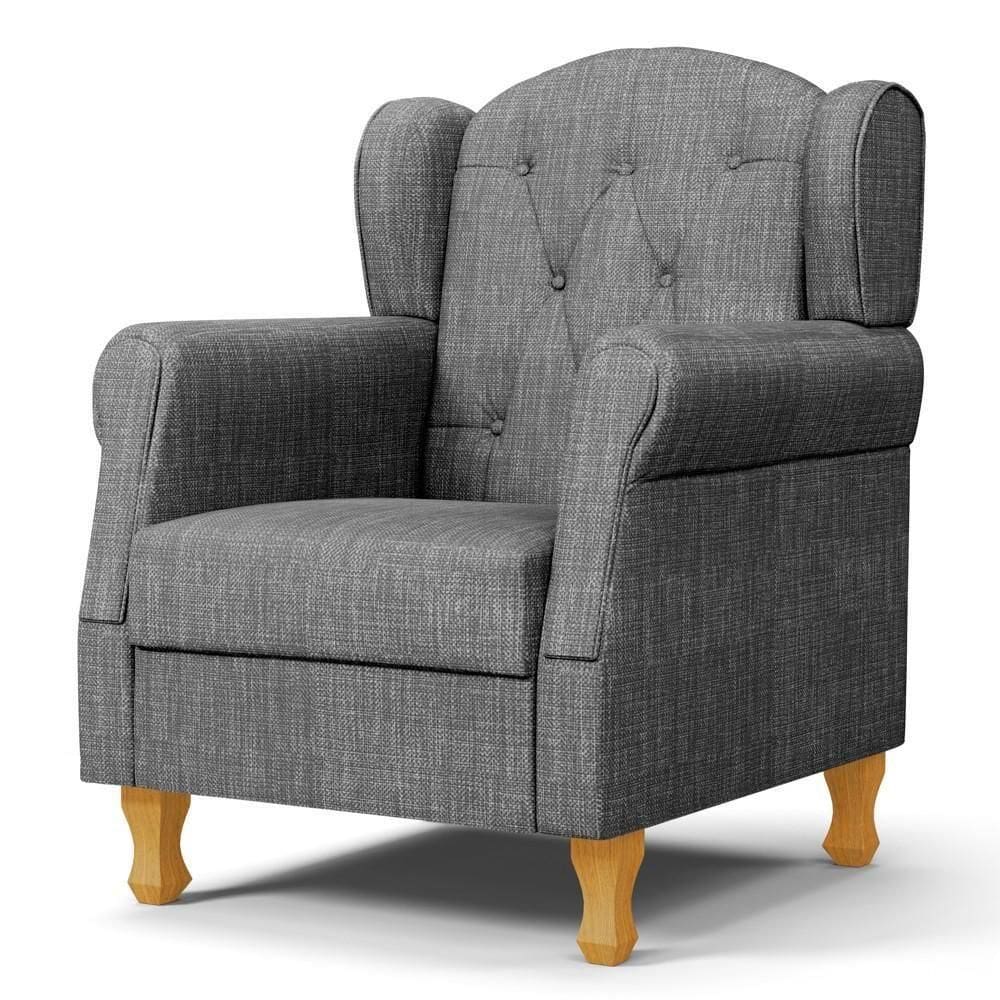 Poltrona De Amamentação Com Pés De Madeira Letícia Linho Cinza Escuro - Phoenix