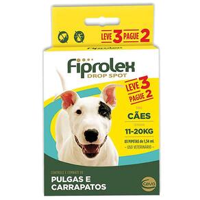 Fiprolex Cães 11 A 20Kg Leve 3 Pague 2 - Ceva