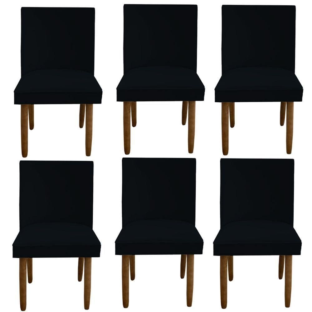 Kit 06 Cadeiras Para Sala De Jantar Tóquio Pés Palito Suede Preto D`classe Decor