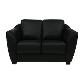 Sofá De Couro Baltic 2 Lugares Preto Pigmentado - Mempra