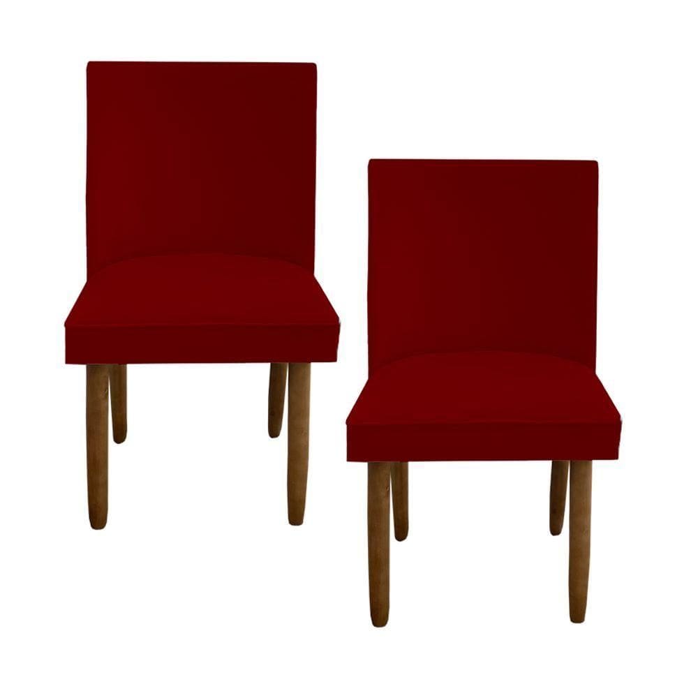 Kit 02 Cadeiras Para Sala De Jantar Tóquio Pés Palito Suede Vermelho D`classe Decor