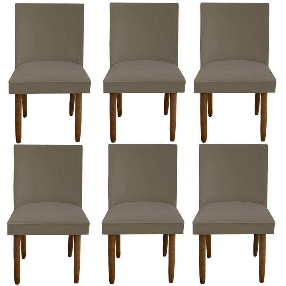 Kit 06 Cadeiras Para Sala De Jantar Tóquio Pés Palito Suede Marrom Rato D`classe Decor