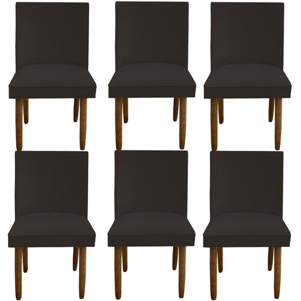 Kit 06 Cadeiras Para Sala De Jantar Tóquio Pés Palito Suede Marrom D`classe Decor