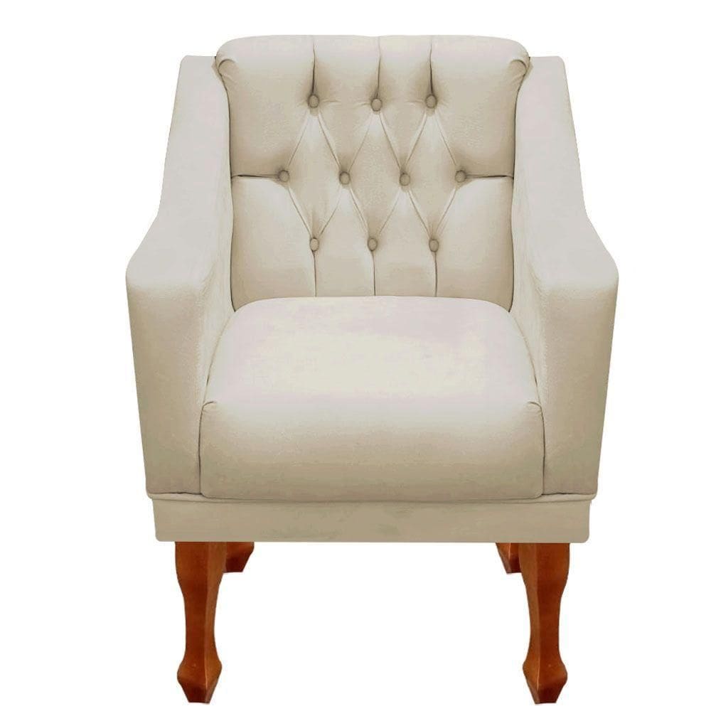 Poltrona Decorativa Resistente Recepção Grécia Dritex Suede Bege