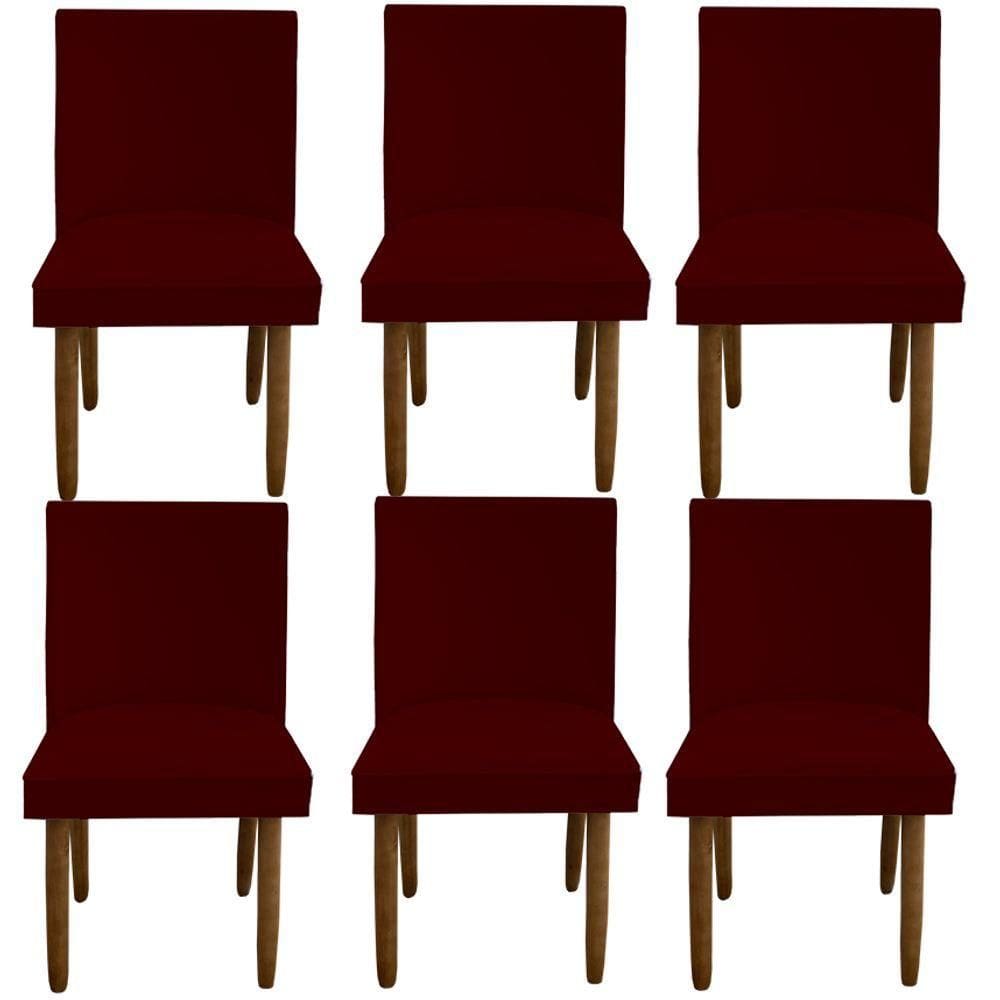 Kit 06 Cadeiras Para Sala De Jantar Tóquio Pés Palito Suede Marsala D`classe Decor
