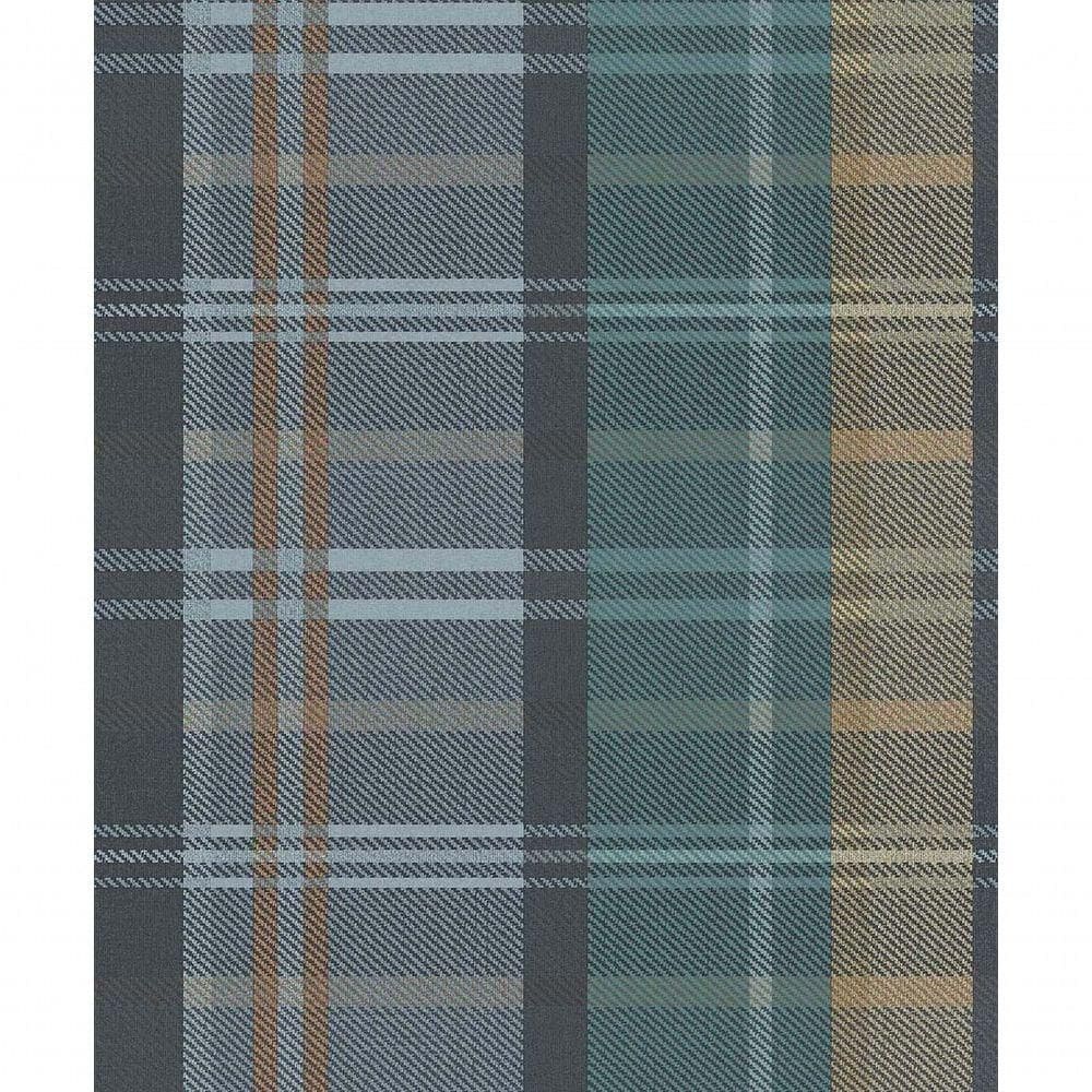 Papel De Parede Botany House Xadrez Azul 15566