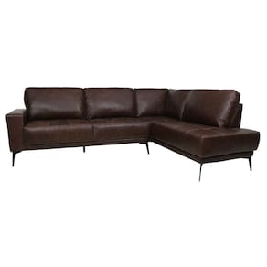 Sofá De Couro Rubi 3 Lugares Com Chaise Direita Soft - Mempra Design