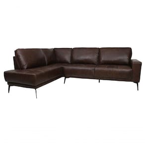 Sofá De Couro Rubi 2 Lugares Com Chaise Esquerda Soft - Mempra Design