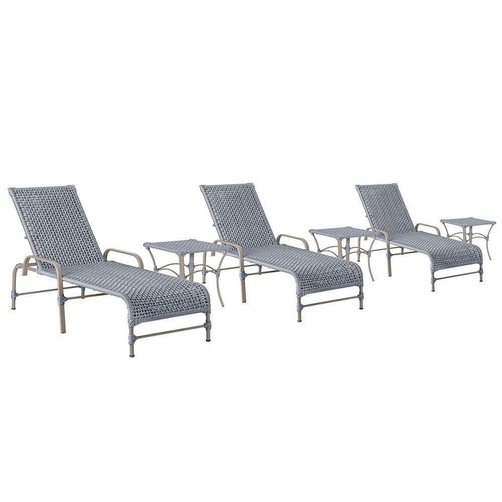3 Espreguiçadeiras Catar 3 Mesas Garden Corda Náutica Trama disponível cor Prata