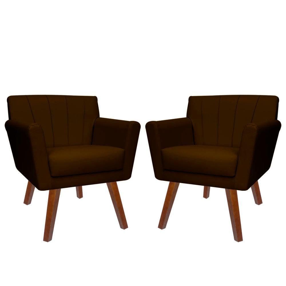 Kit 02 Poltronas Decorativa Clinicas Iza Dritex sintetico Marrom