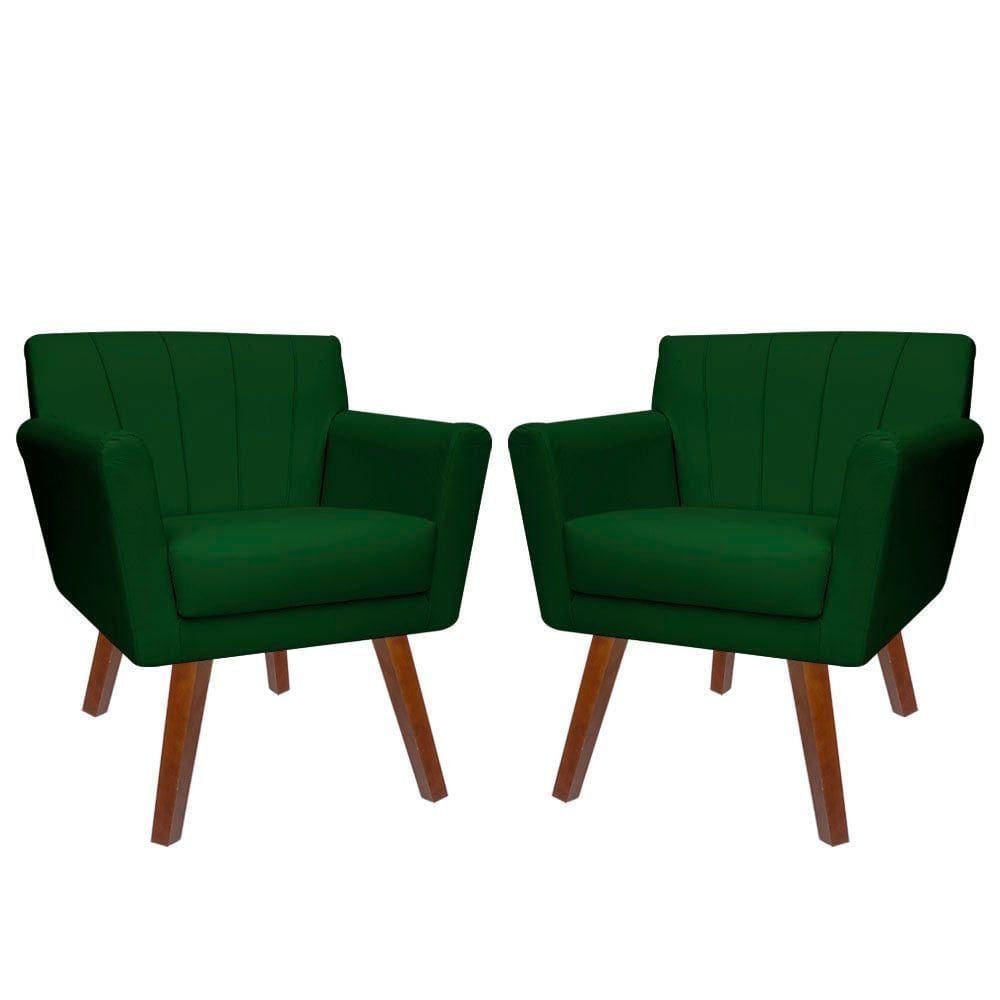 Kit 02 Poltronas Decorativa Clinicas Iza Dritex suede Verde