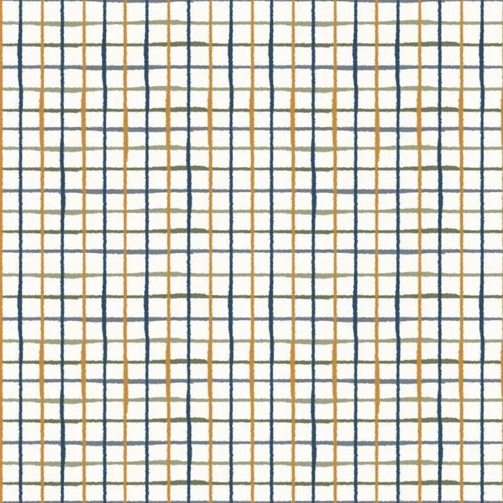 Papel De Parede Revoada Xadrez Aquarela Azul, Verde E Amarela 4422