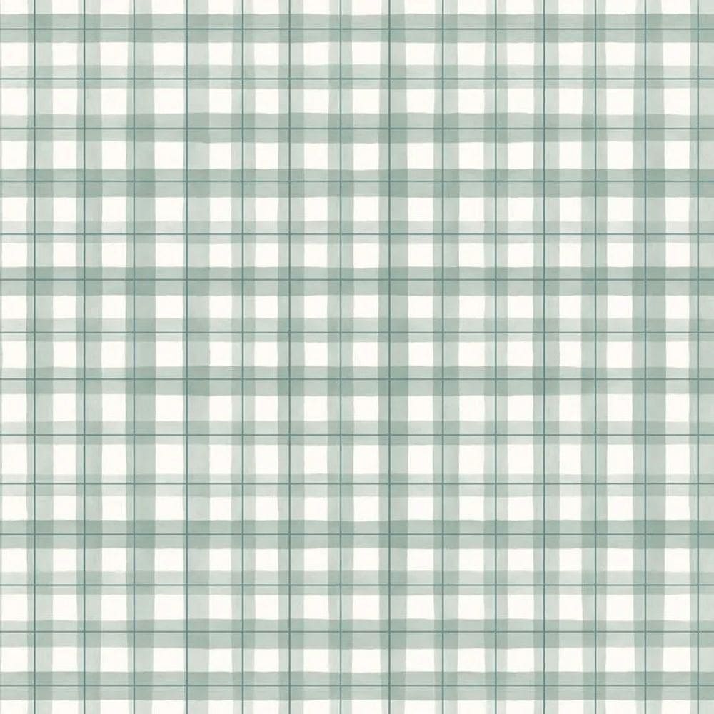 Papel De Parede Revoada Xadrez Picnic Pincelada Menta 4436