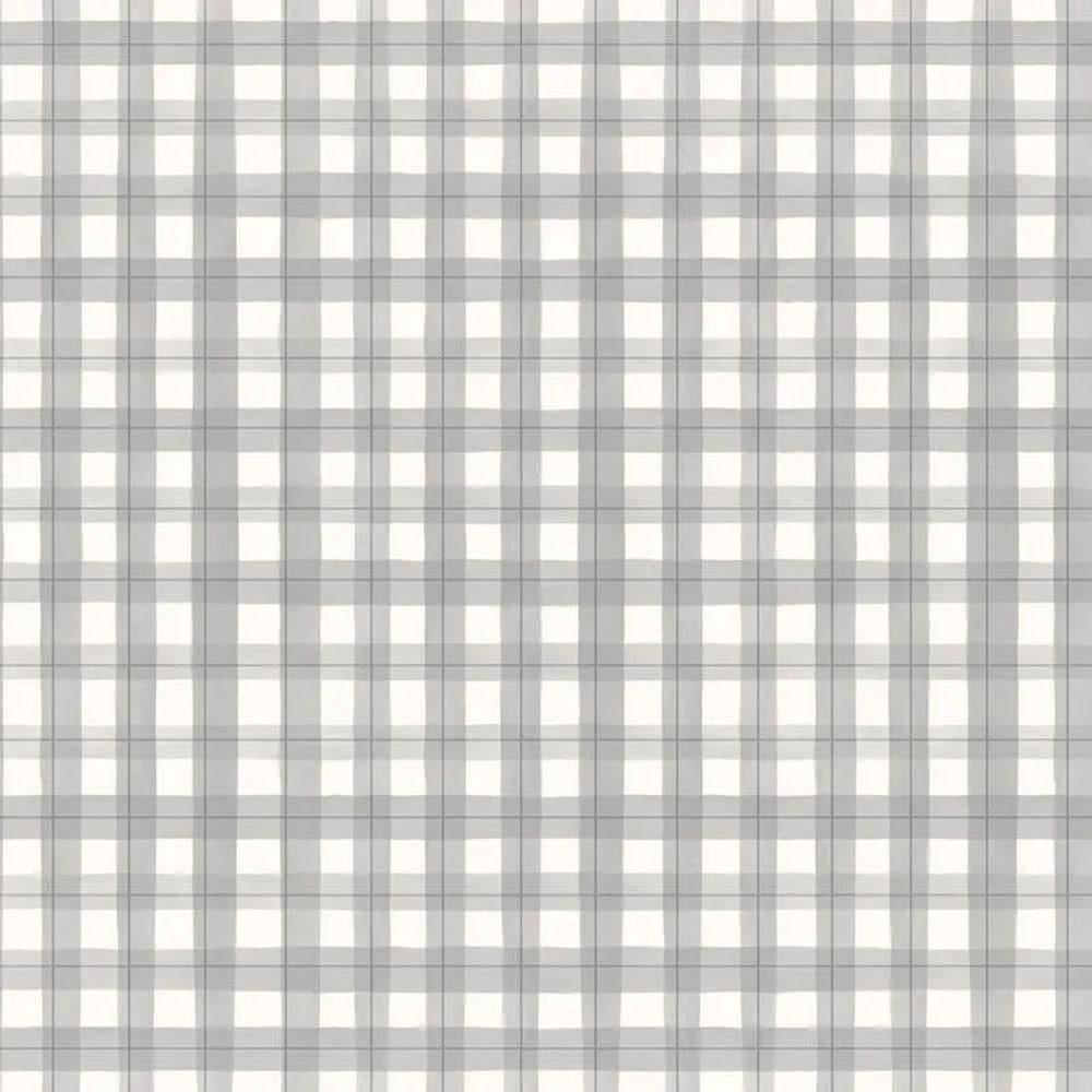 Papel De Parede Revoada Xadrez Picnic Pincelada Cinza 4432