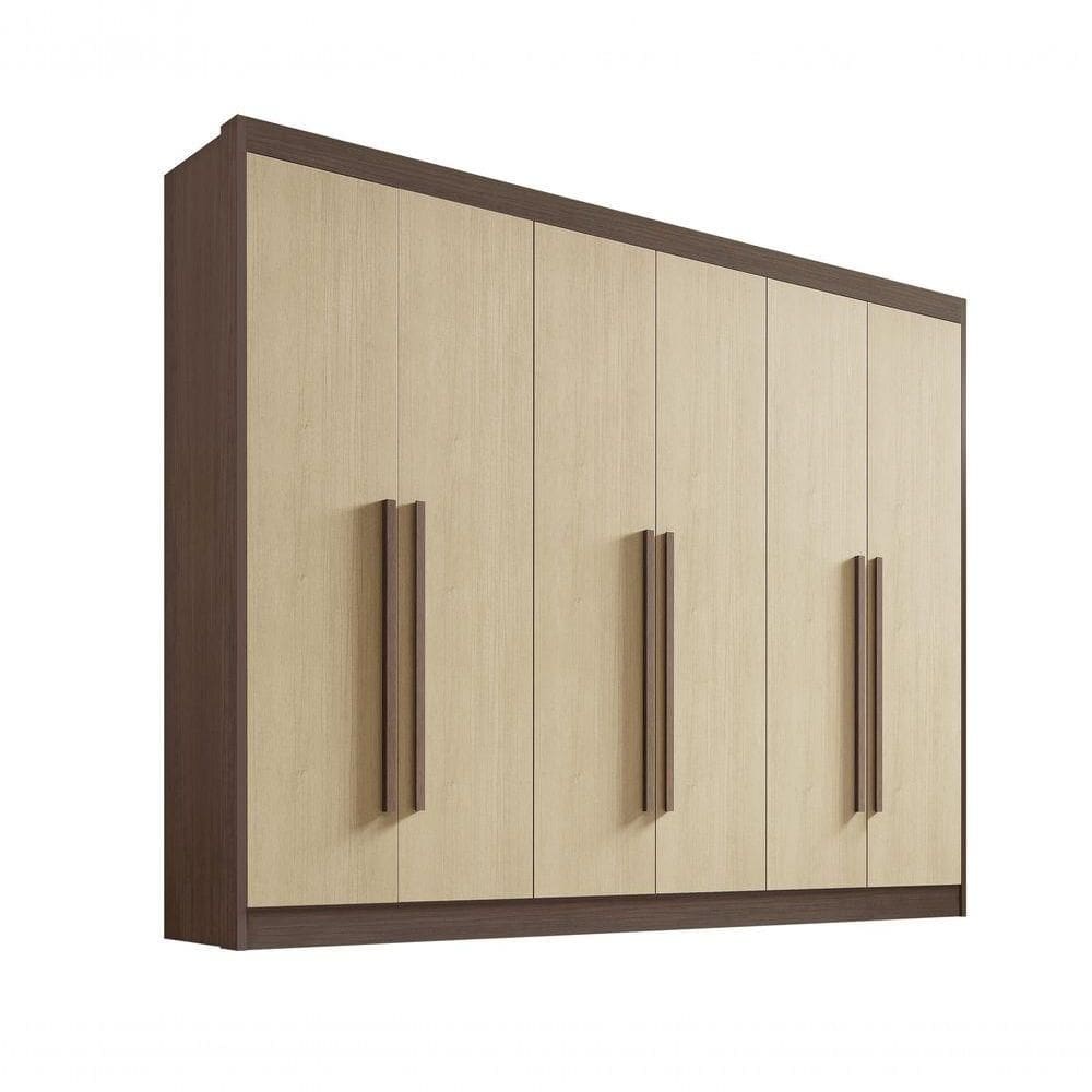 Guarda Roupa Casal 6 Portas 7 Gavetas Com Pés Athos - D` Doro Castanho/linho