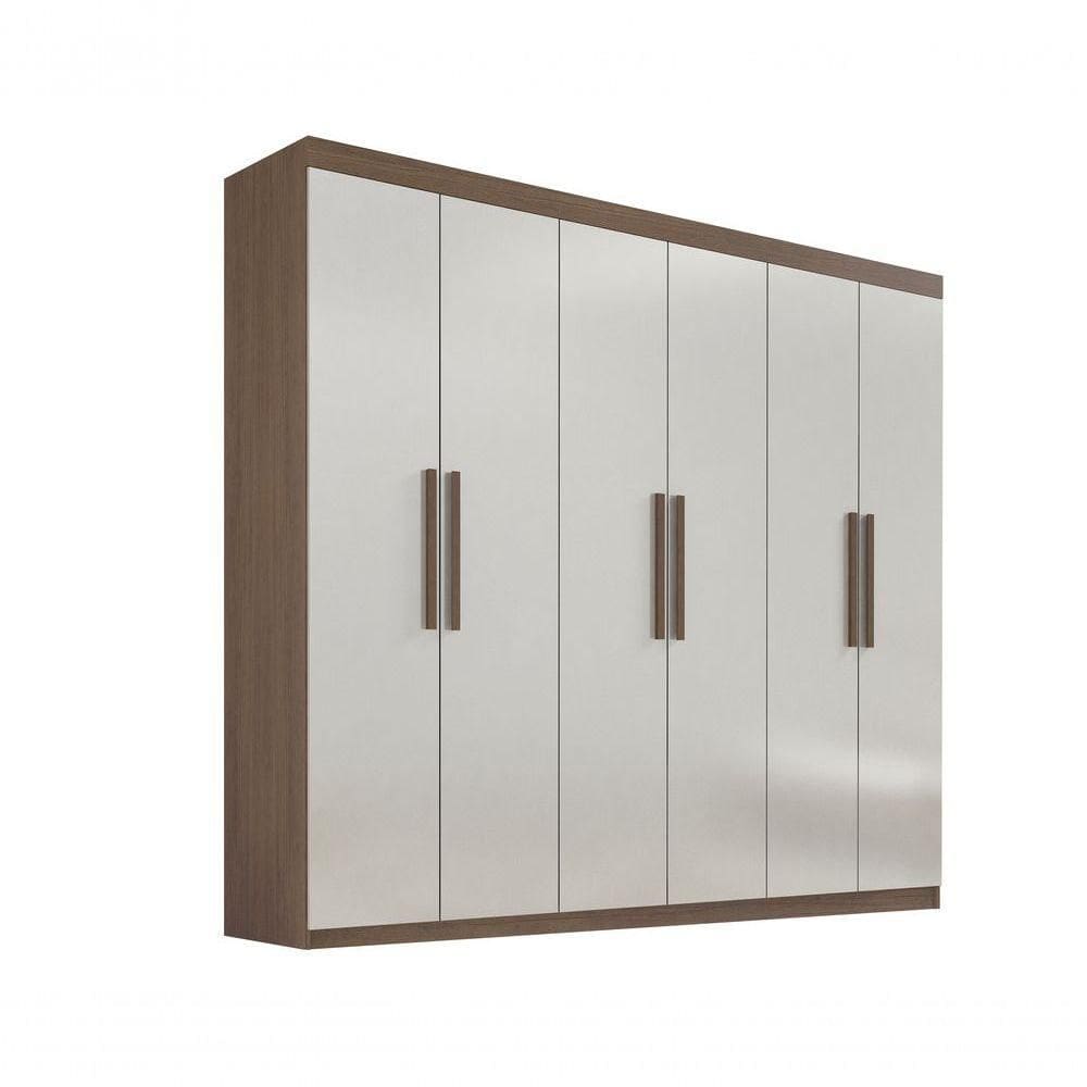 Guarda Roupa Casal 6 Portas Sem Pés Leblon D` Doro Castanho/off White