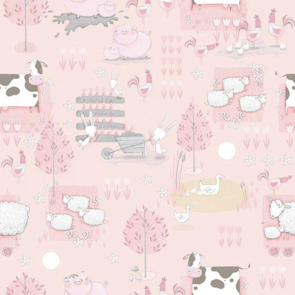 Papel De Parede Fazendinha G78376 Rosa Tiny Tots 2 - G78376