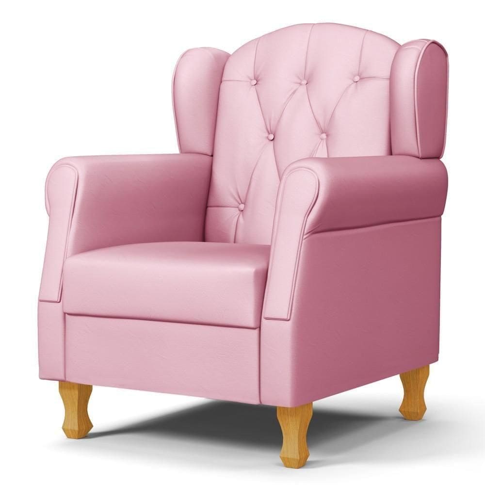 Poltrona De Amamentação Com Pés De Madeira Lucy P04 Sintético Rosa - Mpozenato
