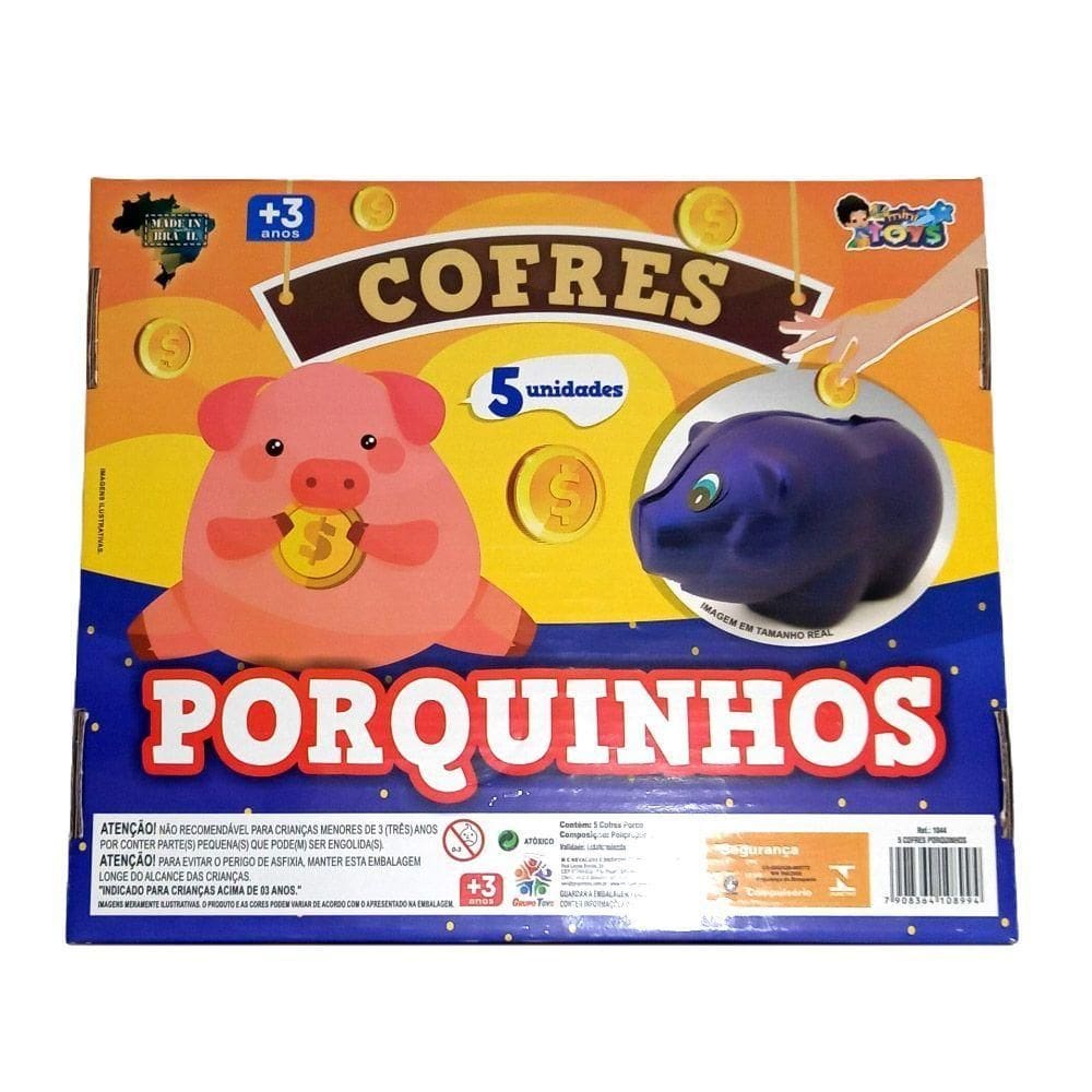 Cofre De Brinquedo Porquinhos 5 Unidades