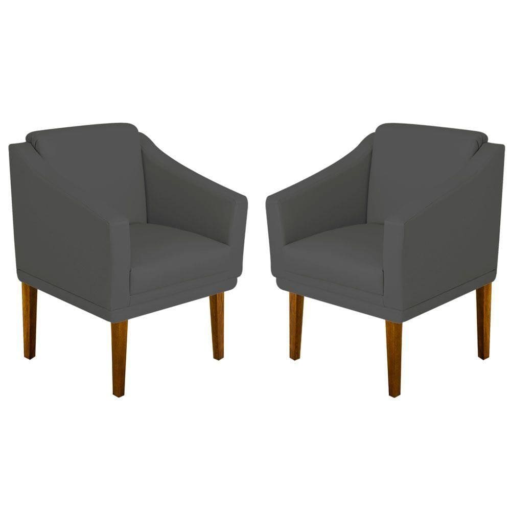 Kit 02 Poltrona Decorativa Gran Diego Dritex suede Cinza
