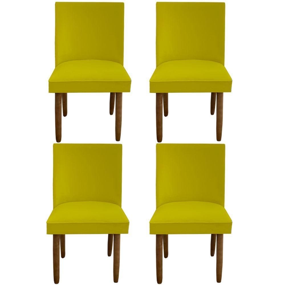 Kit 04 Cadeiras Para Sala De Jantar Tóquio Pés Palito Suede Amarelo D`classe Decor