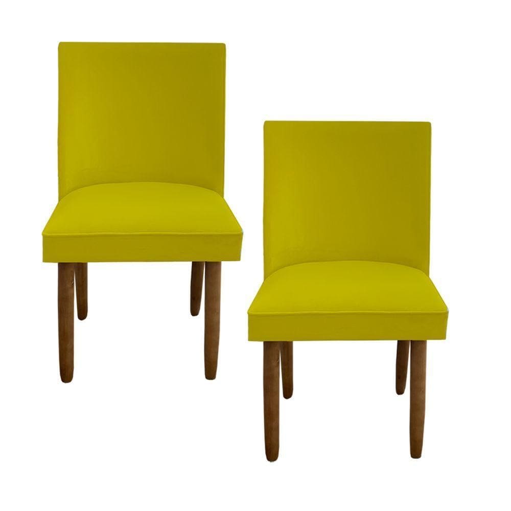 Kit 02 Cadeiras Para Sala De Jantar Tóquio Pés Palito Suede Amarelo D`classe Decor