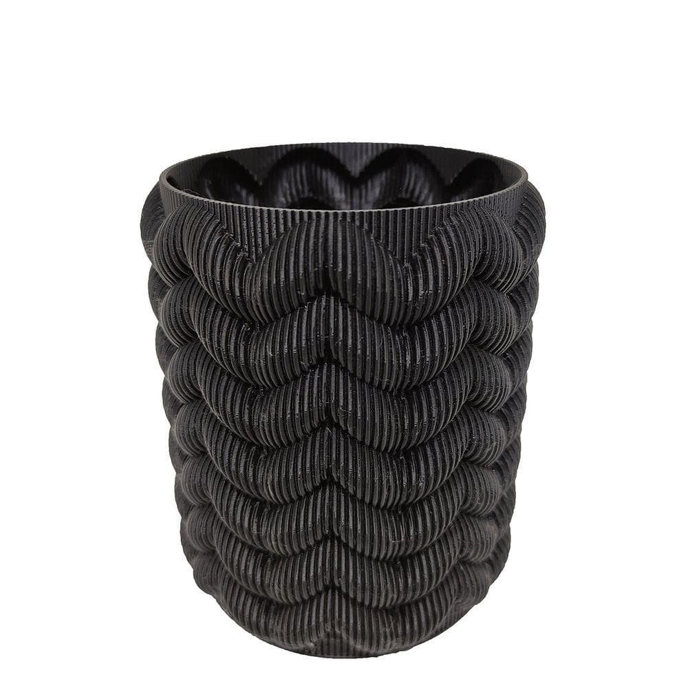 Vaso Porta Objeto 3d Decorativo Sala 12 Cm Preto