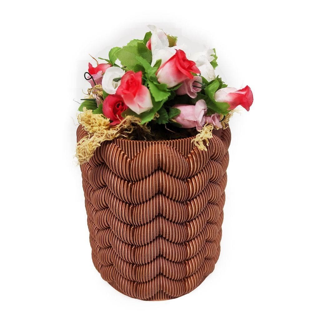 Vaso Porta Objeto 3d Decorativo Sala 12 Cm Bronze
