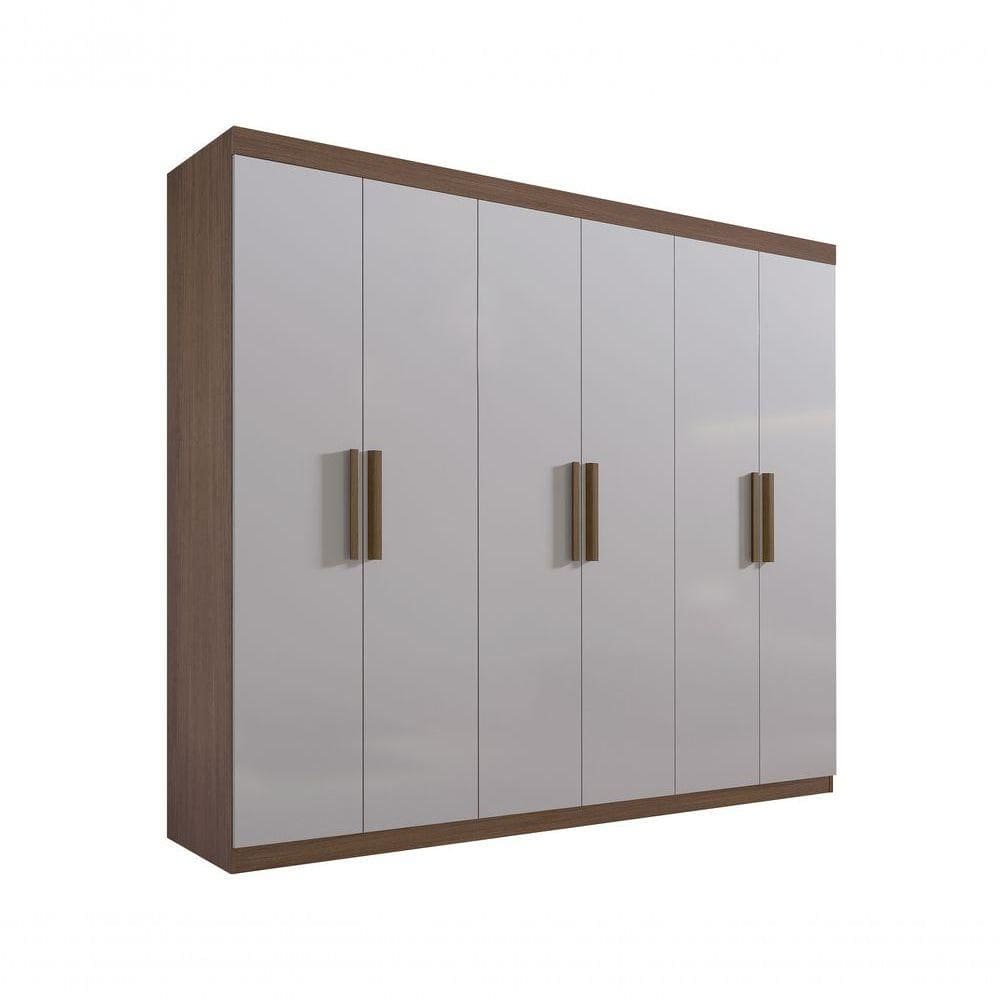 Guarda Roupa Casal Colibri 6 Portas 6 Gavetas Com Pés - D` Doro Castanho/off White