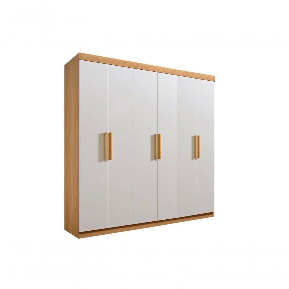 Guarda Roupa Casal Colibri 6 Portas 6 Gavetas Sem Pés - D` Doro Cinamomo/off White