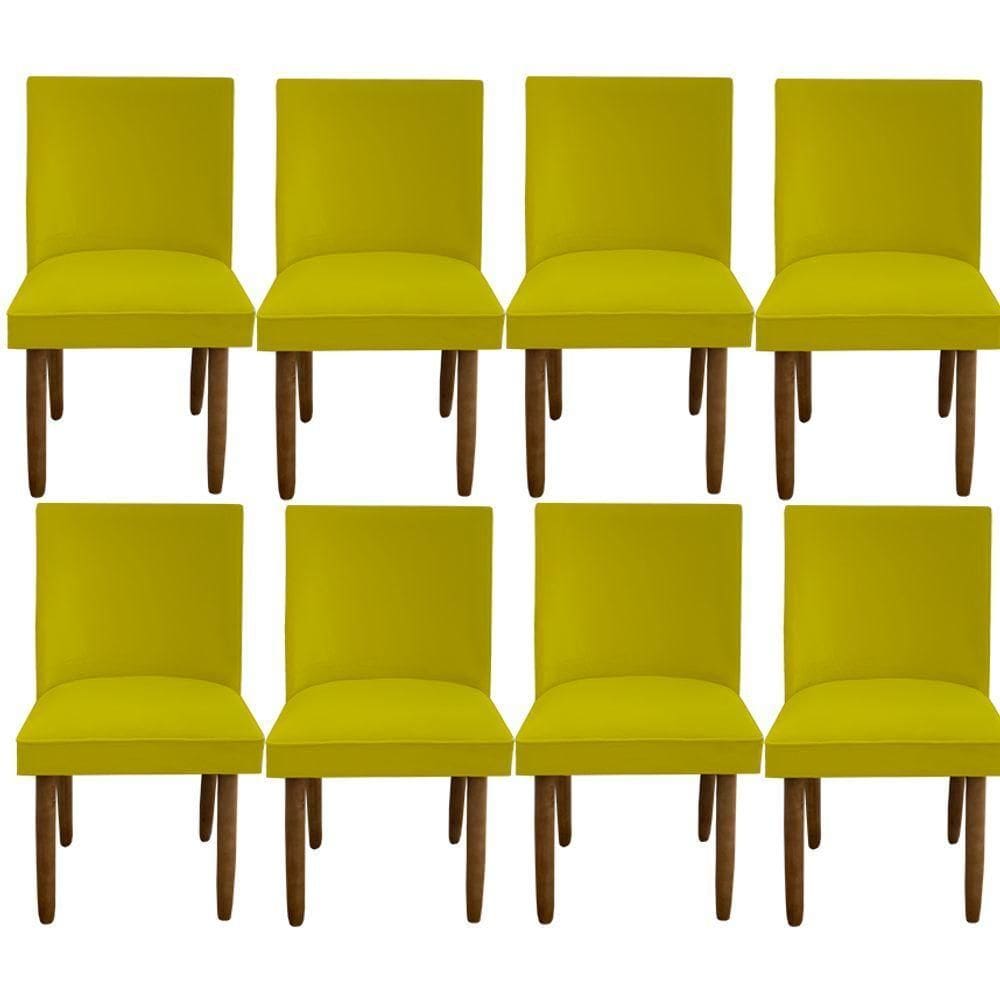 Kit 08 Cadeiras Para Sala De Jantar Tóquio Pés Palito Suede Amarelo D`classe Decor