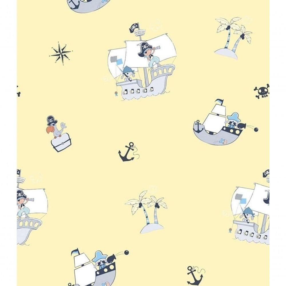 Papel De Parede Treboli Amarelo Piratas 5832 - Rolo 10m X 0,53m