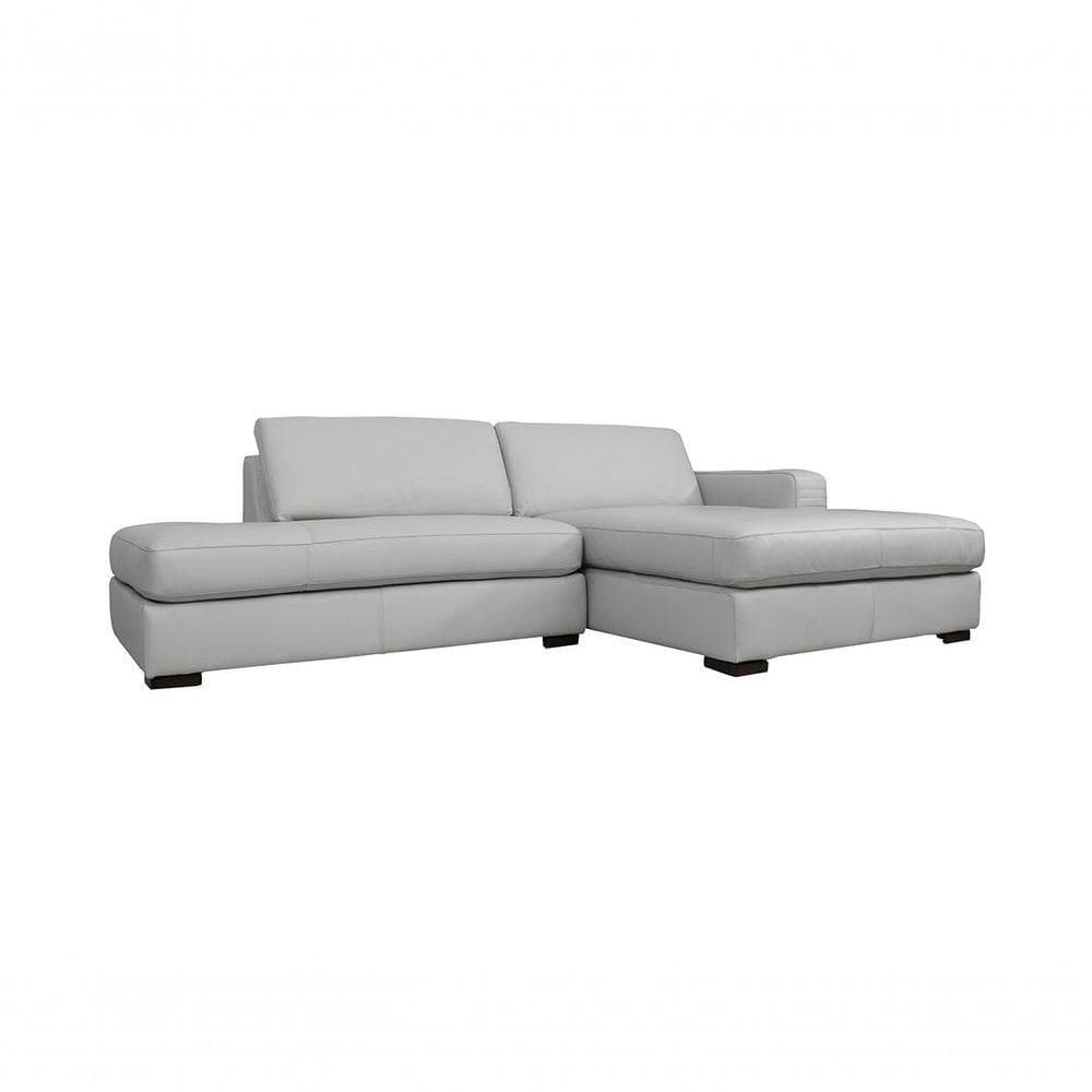Sofá De Couro Com Chaise 3 Lugares Off White 2,74 M - Mempra