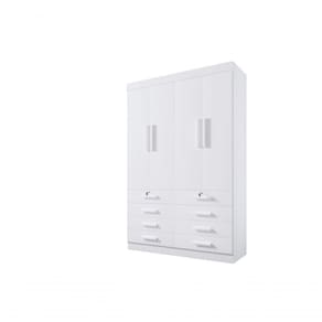 Guarda Roupa Solteiro Mônaco 4 Portas 8 Gavetas Com Pés - D` Doro Branco