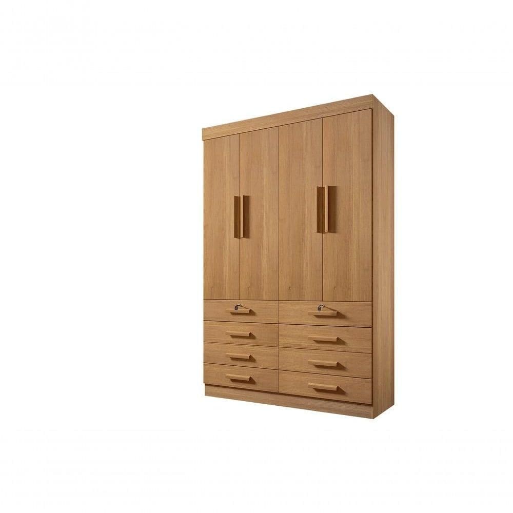 Guarda Roupa Solteiro Mônaco 4 Portas 8 Gavetas Com Pés - D` Doro Cinamomo