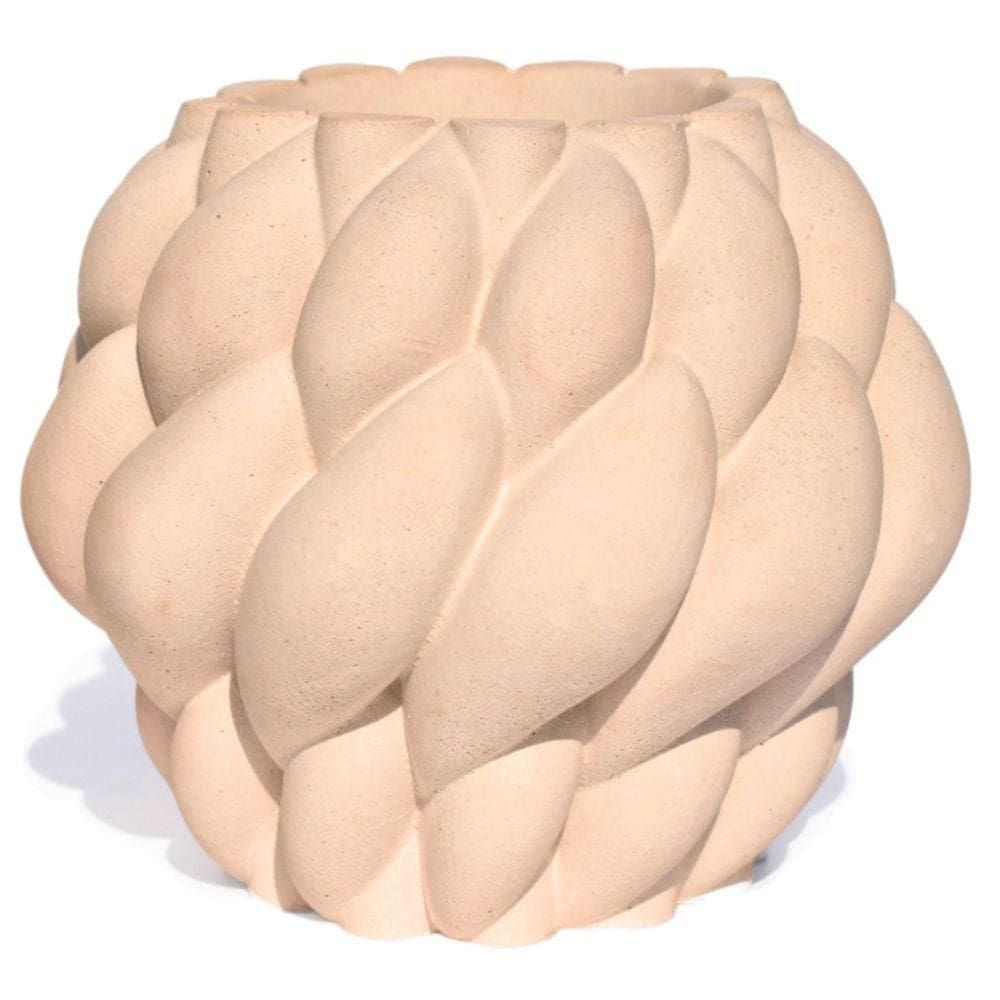 Vaso Decorativo Novelo 13cm Em Cimento Artesanal Sala E Cozinha Palha