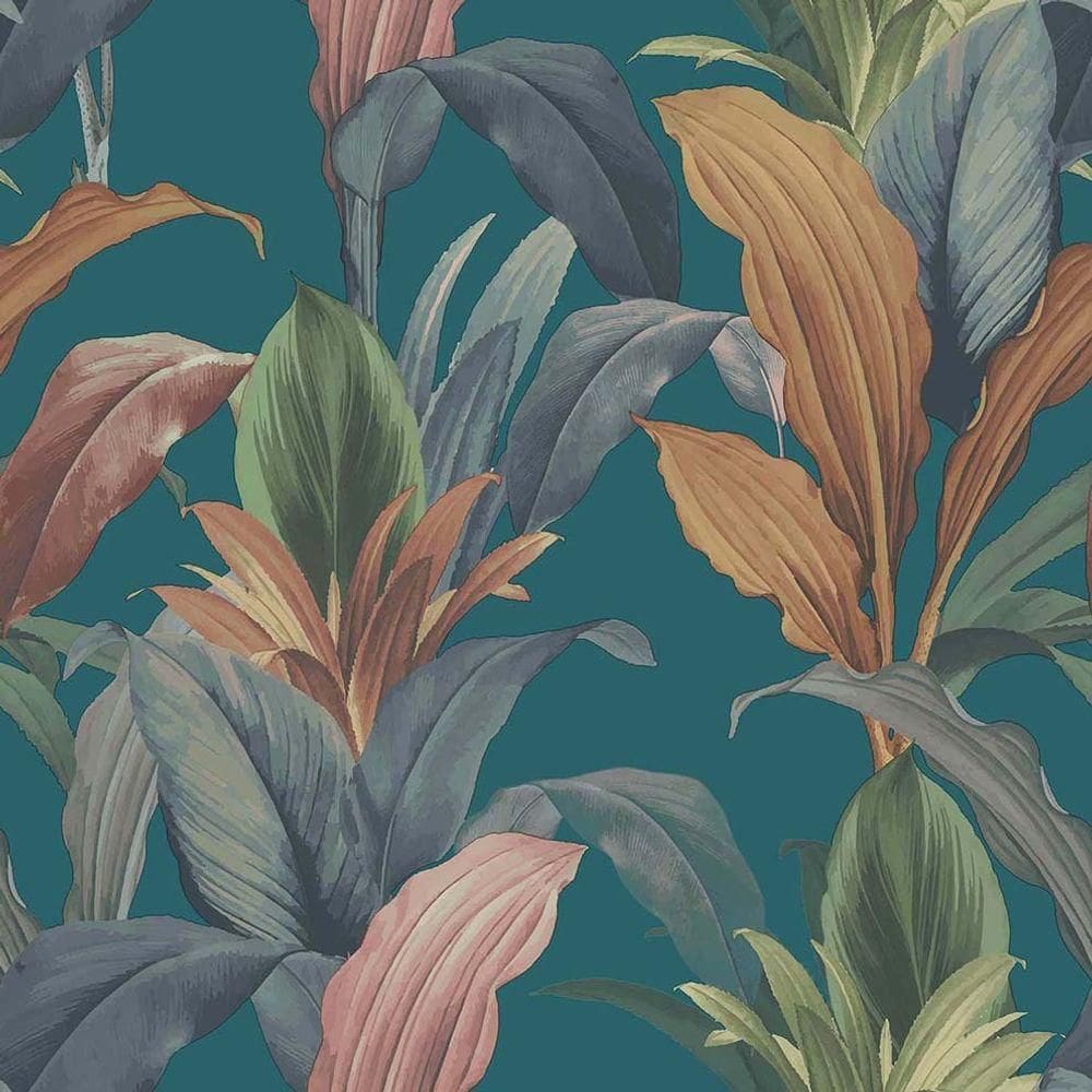 Papel De Parede Botany House Garden Azul E Bege 15501