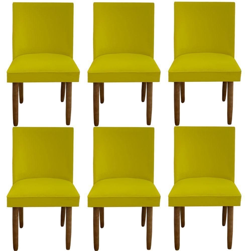 Kit 06 Cadeiras Para Sala De Jantar Tóquio Pés Palito Suede Amarelo D`classe Decor