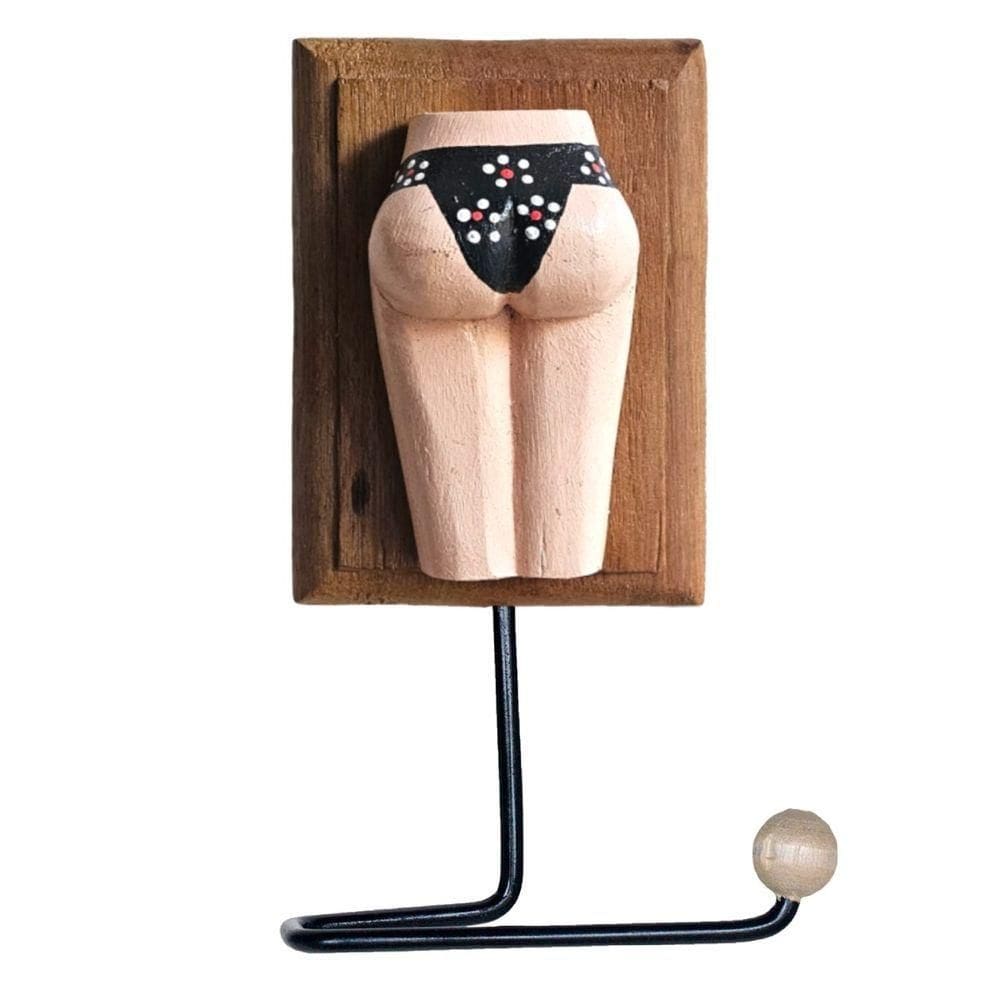 Porta Papel Higiênico Bundinha Em Madeira Maciça Artesanal Cor Branco