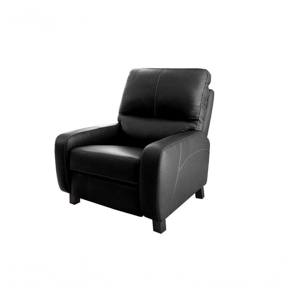 Poltrona Reclinável De Couro Doral Com Mecanismo Way Preto Pigmentado - Mempra Design